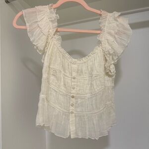 Free People Elegant White Ruffled Women's Top